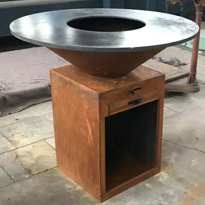 France à Table Foyer pour brasero en Acier Corten - Rouille