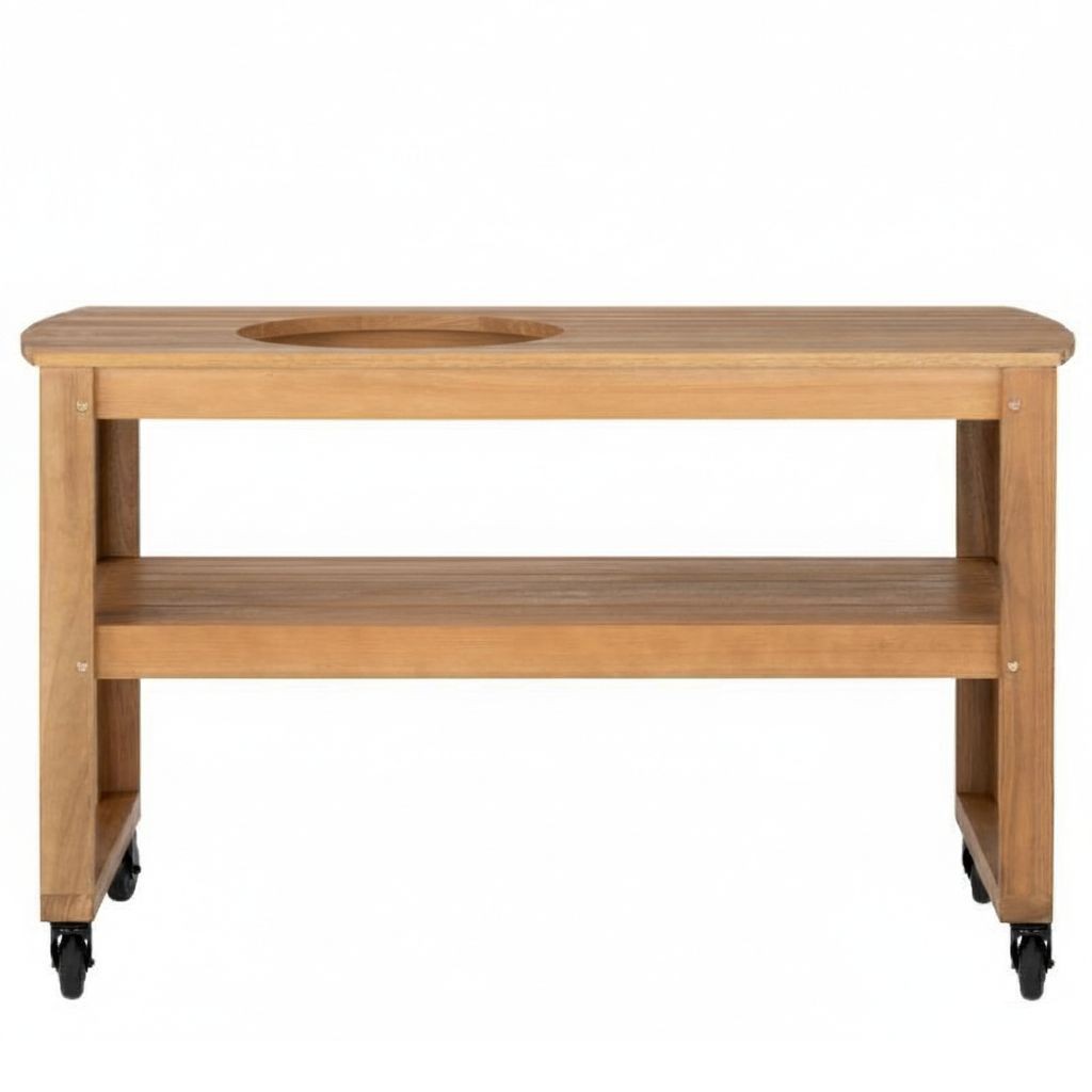 Big Green Egg Pack Table eucalyptus Large (1,5*0,6*0,8) avec 4 roues et berceau de table