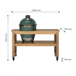 Big Green Egg Pack Table eucalyptus Large (1,5*0,6*0,8) avec 4 roues et berceau de table - Image 2