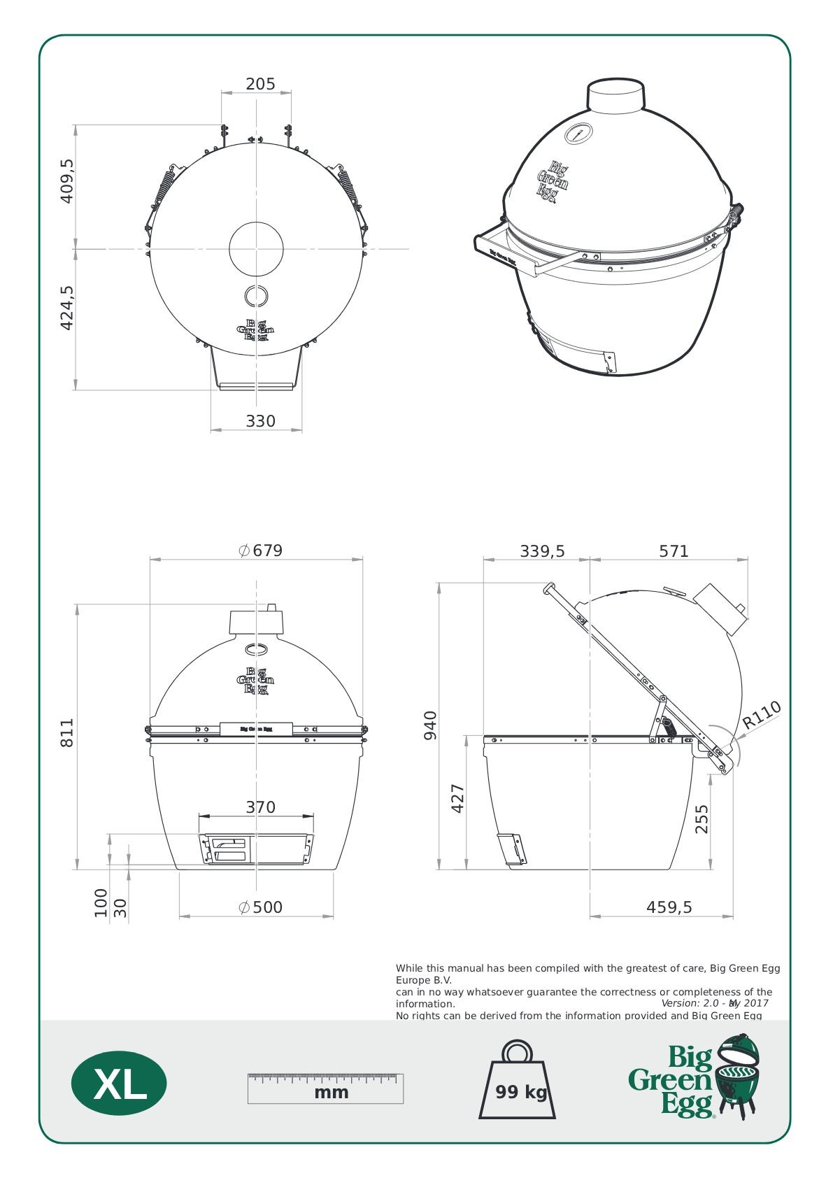 Big Green Egg Pack Big Green Egg XL pour pose libre